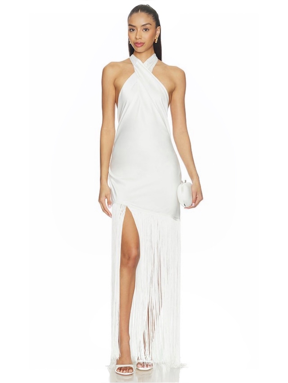 Show Me Your MuMu JasmineWhite Fringe Maxi Dress Sz S $248 Revolve NEW